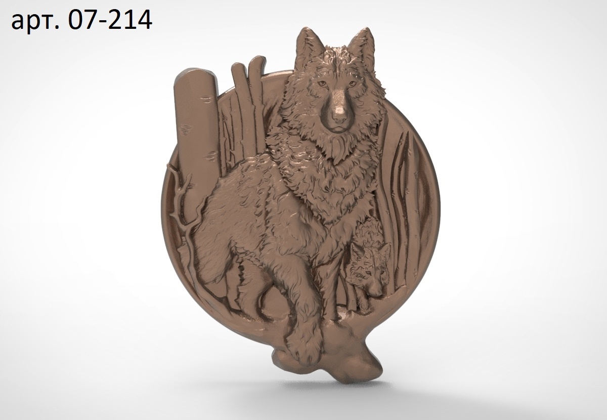 3D картины из дерева на охотничью тему 07-214 Волк
